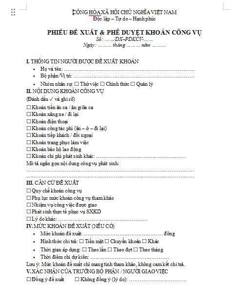 Đề xuất + Duyệt Khoán Công Vụ