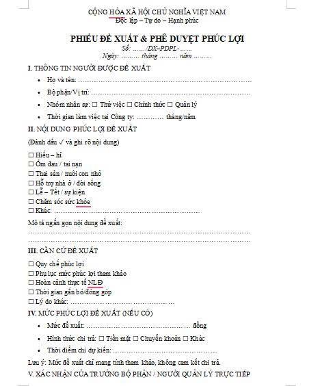 Đề Xuất + Duyệt Phúc Lợi