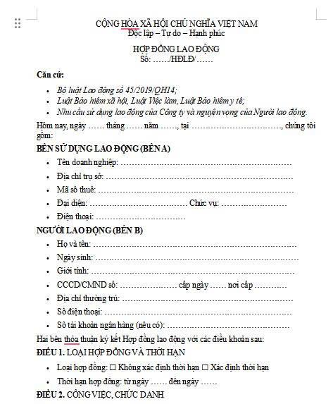 Hợp Đồng Lao Động 