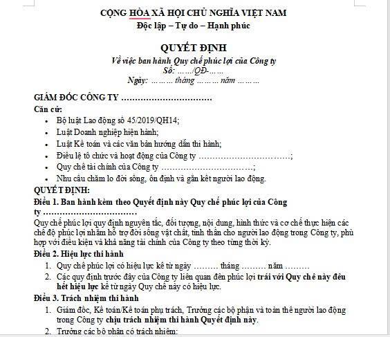 Quy Chế Phúc Lợi 