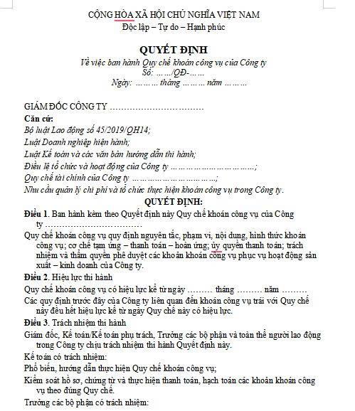 Quy Chế Khoán Công Vụ 