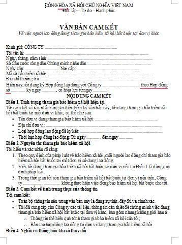 Bộ chứng từ cần với Lao động đóng bảo hiểm nơi khác