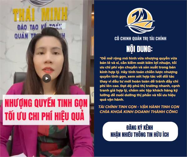 NHƯỢNG QUYỀN TINH GỌN - TỐI ƯU CHI PHÍ HIỆU QUẢ !!